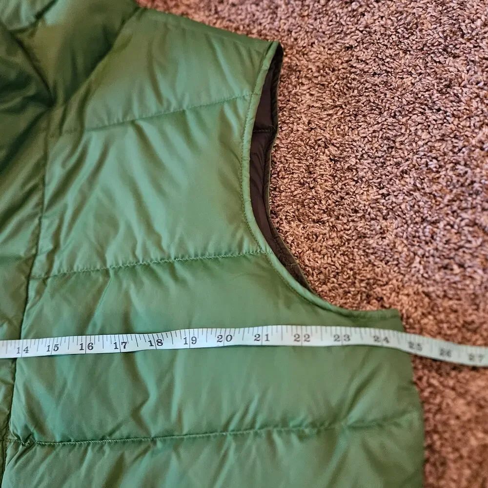 Lands’ End Down‎ Puffer Vest Mens L Green Quilted Snap Front Layering Vest - Picture 3 of 8